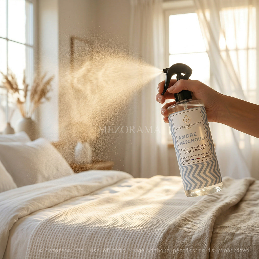 Atmosphère chaleureuse et boisée, L'Office des Parfums, Ambre Patchouli, Spray d'intérieur, 500ml